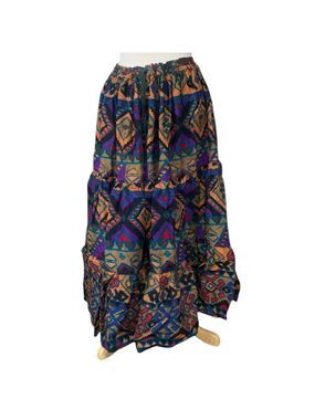 Vintage Blue Canyon Western Wear 100% Colton maxi skirt with drawstring waist L